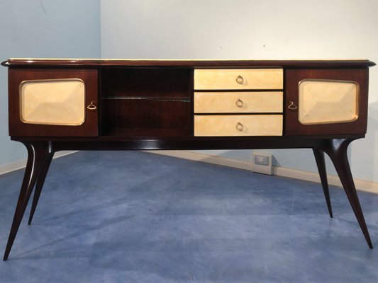 Italian Parchment Center Sideboard by Guglielmo Ulrich, 1950s-MTX-998238