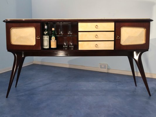 Italian Parchment Center Sideboard by Guglielmo Ulrich, 1950s-MTX-998238