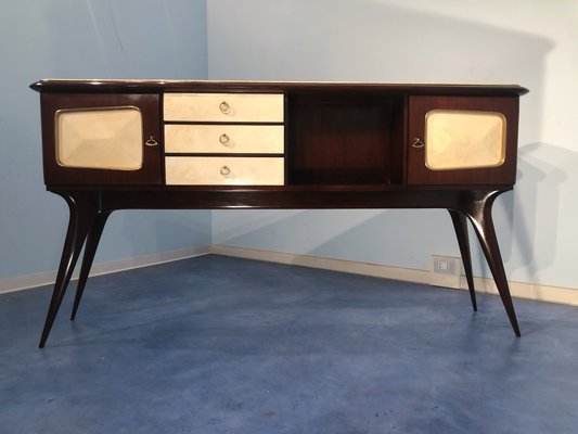 Italian Parchment Center Sideboard by Guglielmo Ulrich, 1950s-MTX-998238