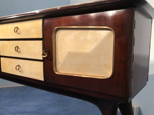 Italian Parchment Center Sideboard by Guglielmo Ulrich, 1950s-MTX-998238