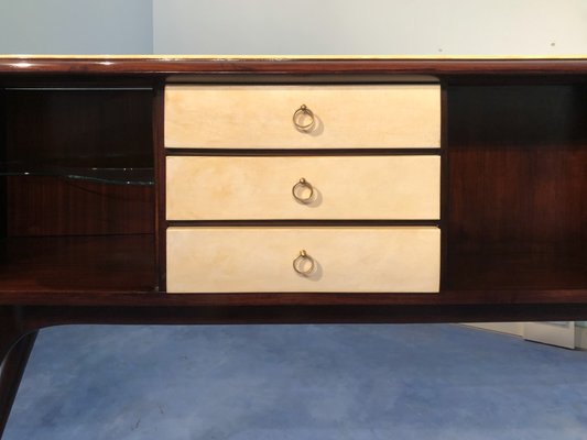 Italian Parchment Center Sideboard by Guglielmo Ulrich, 1950s-MTX-998238