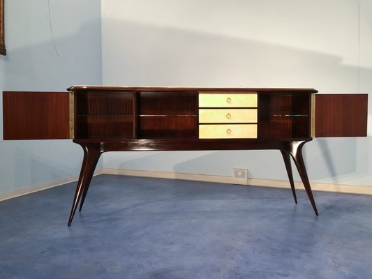 Italian Parchment Center Sideboard by Guglielmo Ulrich, 1950s-MTX-998238