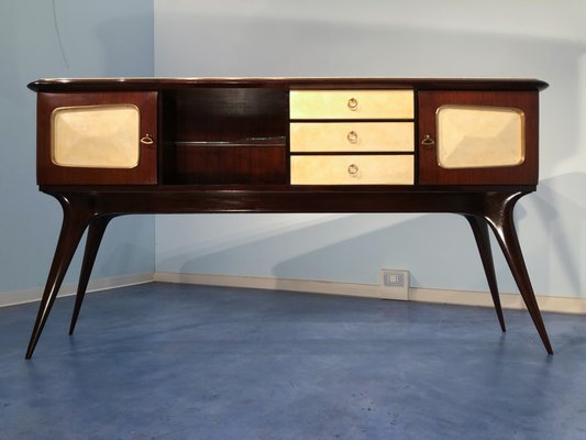 Italian Parchment Center Sideboard by Guglielmo Ulrich, 1950s-MTX-998238