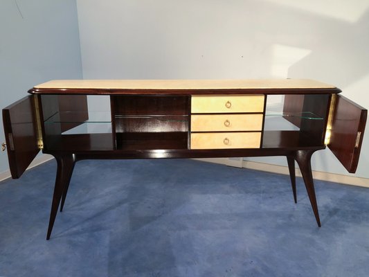 Italian Parchment Center Sideboard by Guglielmo Ulrich, 1950s-MTX-998238