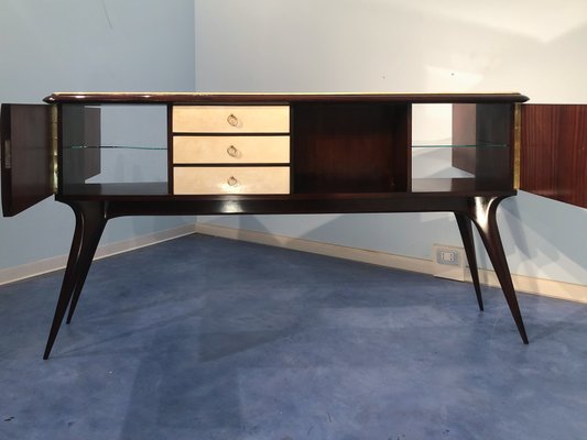 Italian Parchment Center Sideboard by Guglielmo Ulrich, 1950s-MTX-998238