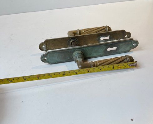 Italian Patinated Brass BAL Door Handle Set, 1940s-LCR-1395929