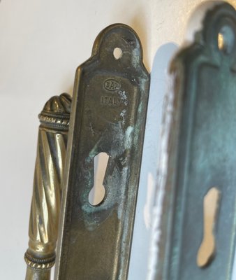 Italian Patinated Brass BAL Door Handle Set, 1940s-LCR-1395929