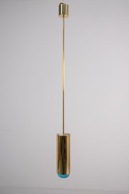 Italian Pendant Lamp in Brass and Blue Art Glass from Ghirò Studio-RCE-1177172