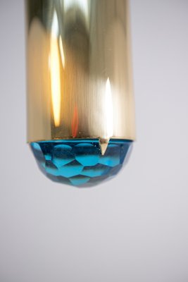 Italian Pendant Lamp in Brass and Blue Art Glass from Ghirò Studio-RCE-1177172