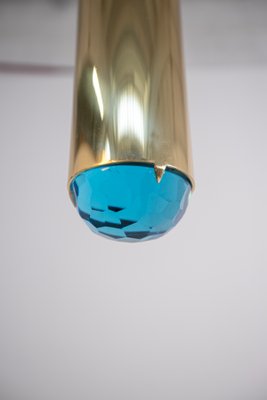 Italian Pendant Lamp in Brass and Blue Art Glass from Ghirò Studio-RCE-1177172