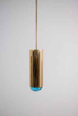 Italian Pendant Lamp in Brass and Blue Art Glass from Ghirò Studio-RCE-1177172