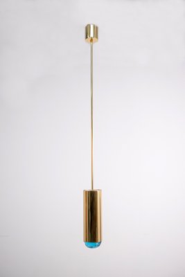 Italian Pendant Lamp in Brass and Blue Art Glass from Ghirò Studio-RCE-1177172