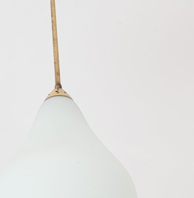 Italian Pendant Lamp in Brass & Opaline Glass, 1950s-KJ-2020653