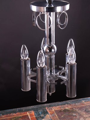 Italian Pendant Lamp in Murano Glass & Chrome from Mazzega, 1960s-DEK-932703