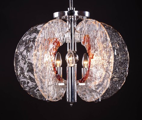 Italian Pendant Lamp in Murano Glass & Chrome from Mazzega, 1960s-DEK-932703