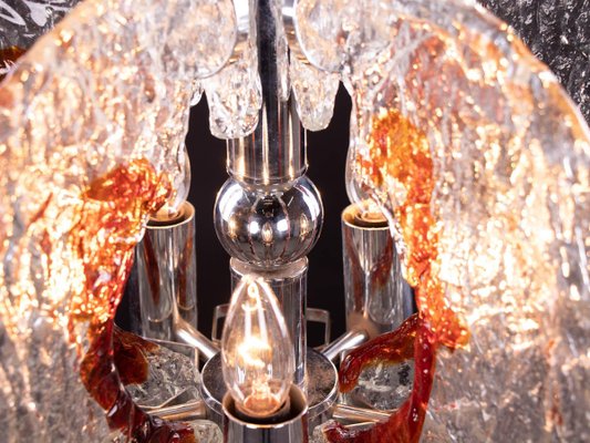 Italian Pendant Lamp in Murano Glass & Chrome from Mazzega, 1960s-DEK-932703