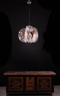 Italian Pendant Lamp in Murano Glass & Chrome from Mazzega, 1960s-DEK-932703