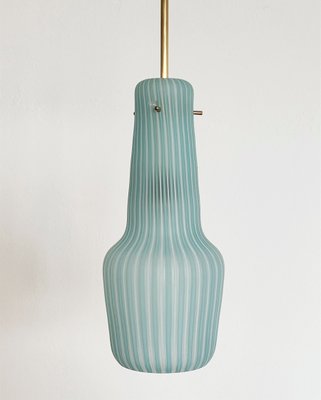 Italian Pendant Lamp in Striped Glass and Brass from Venini, 1960s-VNE-1450162