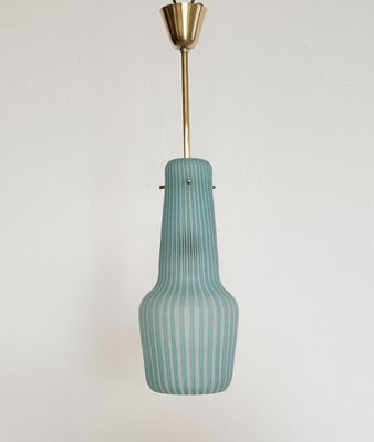 Italian Pendant Lamp in Striped Glass and Brass from Venini, 1960s-VNE-1450162