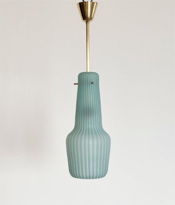 Italian Pendant Lamp in Striped Glass and Brass from Venini, 1960s-VNE-1450162