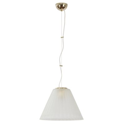 Italian Pendant Lamp in White Murano Acid Glass with Gold Powder, 1980s-MPO-1409134