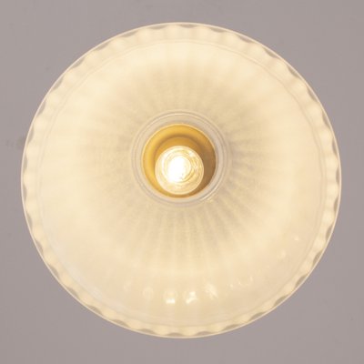 Italian Pendant Lamp in White Murano Acid Glass with Gold Powder, 1980s-MPO-1409134