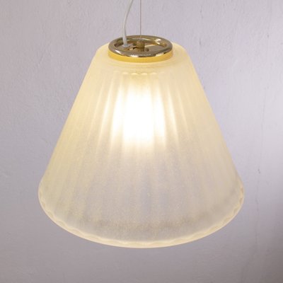 Italian Pendant Lamp in White Murano Acid Glass with Gold Powder, 1980s-MPO-1409134