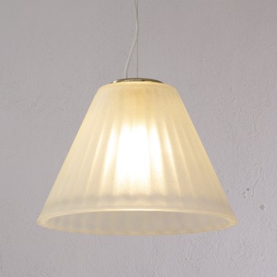 Italian Pendant Lamp in White Murano Acid Glass with Gold Powder, 1980s-MPO-1409134