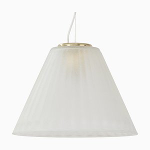 Italian Pendant Lamp in White Murano Acid Glass with Gold Powder, 1980s-MPO-1409134