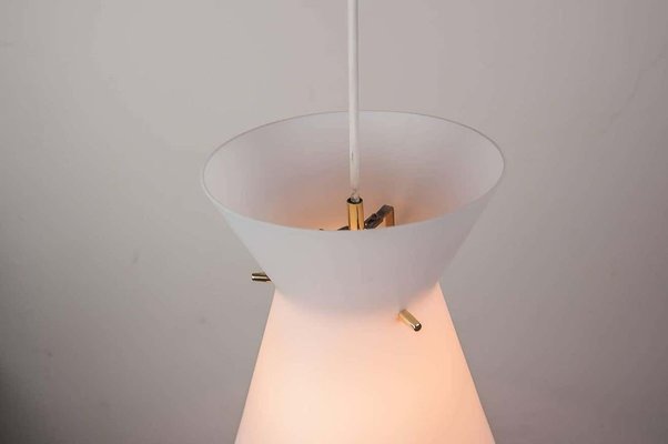 Italian Pendant Lamp with Opal Glass Shade, 1960s-SPD-899769