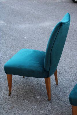 Italian Petrol Green Velvet Lounge Chairs, 1950s, Set of 2-EH-691780