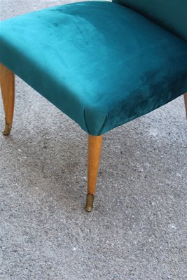 Italian Petrol Green Velvet Lounge Chairs, 1950s, Set of 2-EH-691780