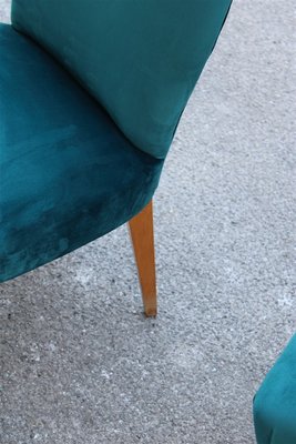 Italian Petrol Green Velvet Lounge Chairs, 1950s, Set of 2-EH-691780