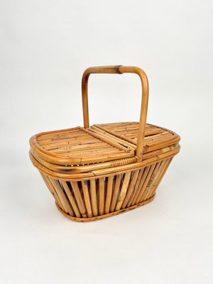 Italian Picnic Basket in Bamboo and Rattan, 1960s-LYQ-1185738