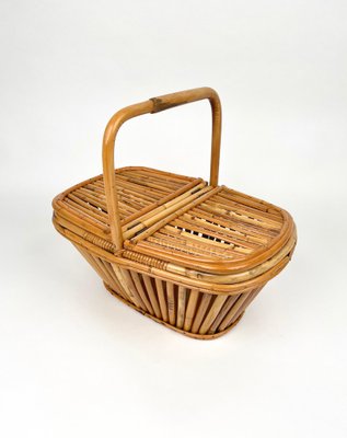 Italian Picnic Basket in Bamboo and Rattan, 1960s-LYQ-1185738