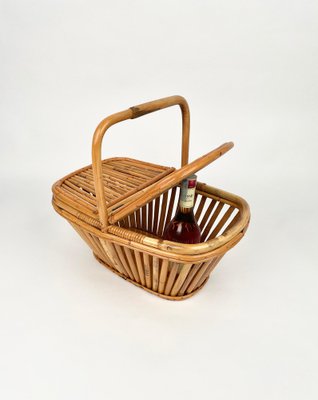 Italian Picnic Basket in Bamboo and Rattan, 1960s-LYQ-1185738