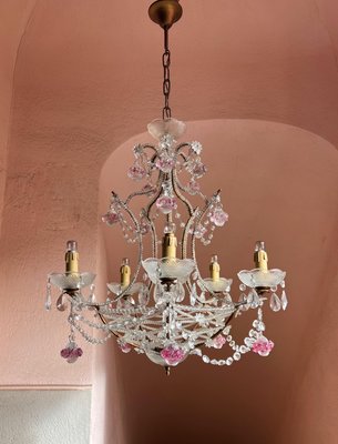 Italian Pink Murano Drop Chandelier, 1920-UWS-2036567