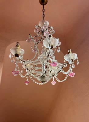 Italian Pink Murano Drop Chandelier, 1920-UWS-2036567