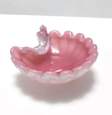 Italian Pink Opaline and Lattimo Glass Shell Bowl by Fratelli Toso, 1960s-JPQ-2027147