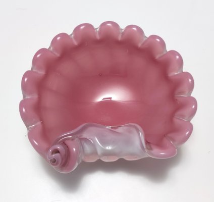 Italian Pink Opaline and Lattimo Glass Shell Bowl by Fratelli Toso, 1960s-JPQ-2027147