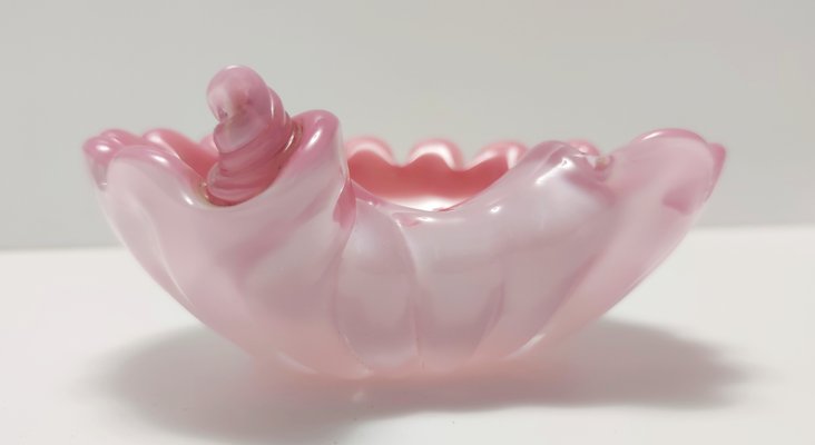 Italian Pink Opaline and Lattimo Glass Shell Bowl by Fratelli Toso, 1960s-JPQ-2027147