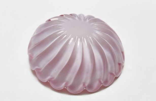 Italian Pink Opaline and Lattimo Glass Shell Bowl by Fratelli Toso, 1960s-JPQ-2027147