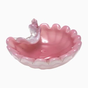 Italian Pink Opaline and Lattimo Glass Shell Bowl by Fratelli Toso, 1960s-JPQ-2027147