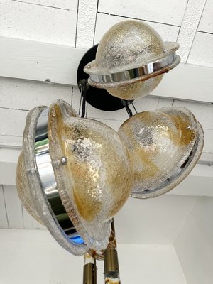 Italian Planetarium Chandelier Amber Murano Glass and Metal attributed to Veart, 1970s-FUE-2024546