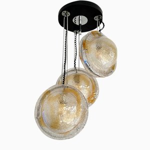 Italian Planetarium Chandelier Amber Murano Glass and Metal attributed to Veart, 1970s-FUE-2024546