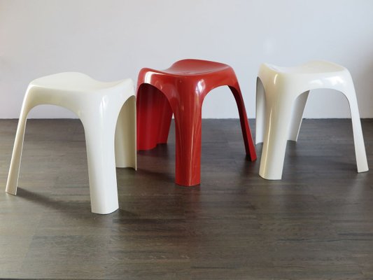 Italian Plastic Stools by Giorgina Castiglioni for Bilumen, 1970, Set of 3-CC-893734