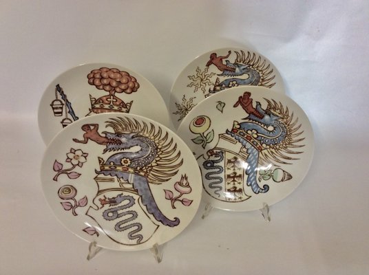 Italian Plates by Piero Fornasetti for Alfa Romeo, 1970s, Set of 4-QZG-1320422