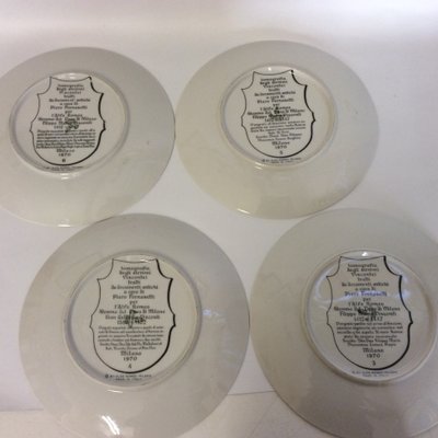 Italian Plates by Piero Fornasetti for Alfa Romeo, 1970s, Set of 4-QZG-1320422