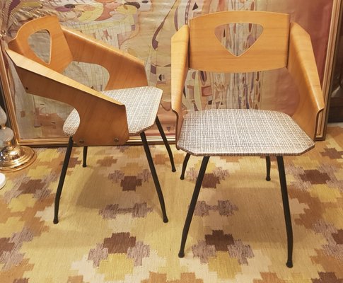 Italian Plywood Dining Chairs by Carlo Ratti for Industrial Legni Curva, 1950s, Set of 2-QDP-566121