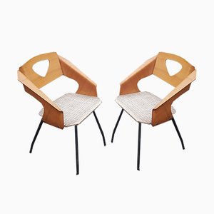 Italian Plywood Dining Chairs by Carlo Ratti for Industrial Legni Curva, 1950s, Set of 2-QDP-566121